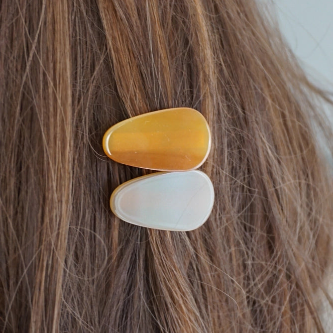 Duo Galet Barrettes - Biscuit Hair Clips