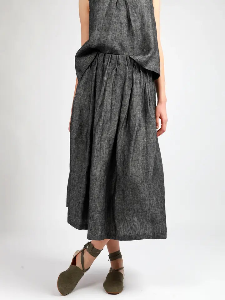 Voluminous Pleated Midi Skirt with Pockets