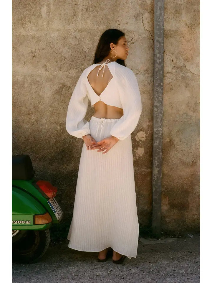Emilia Cut-Out Maxi Dress in Off-White by Arkitaip