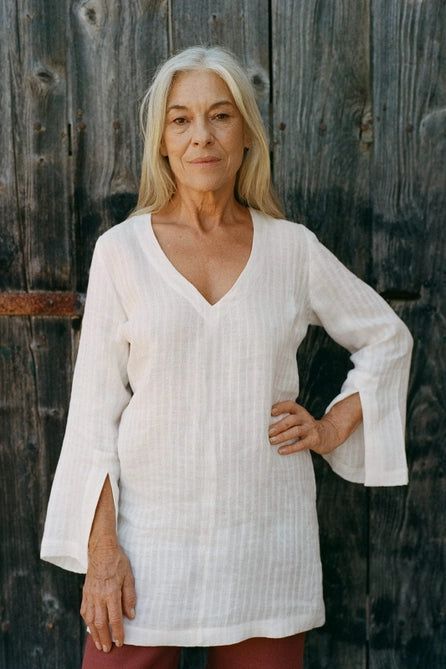 Olivia Linen Tunic in Off-White