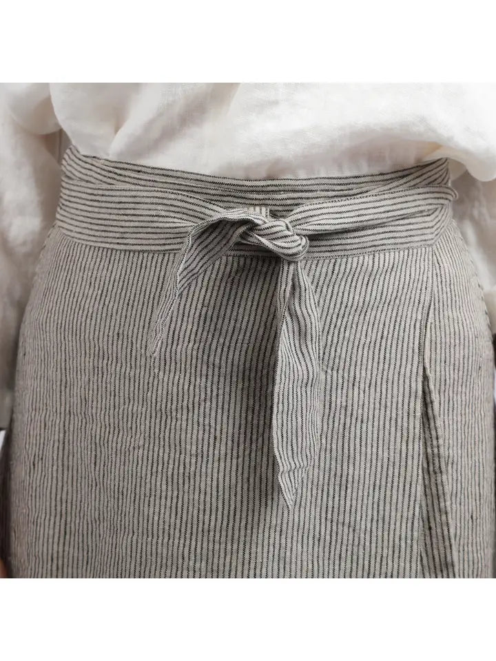 Maxi Wrap Skirt with Long Ties and Front Pleat