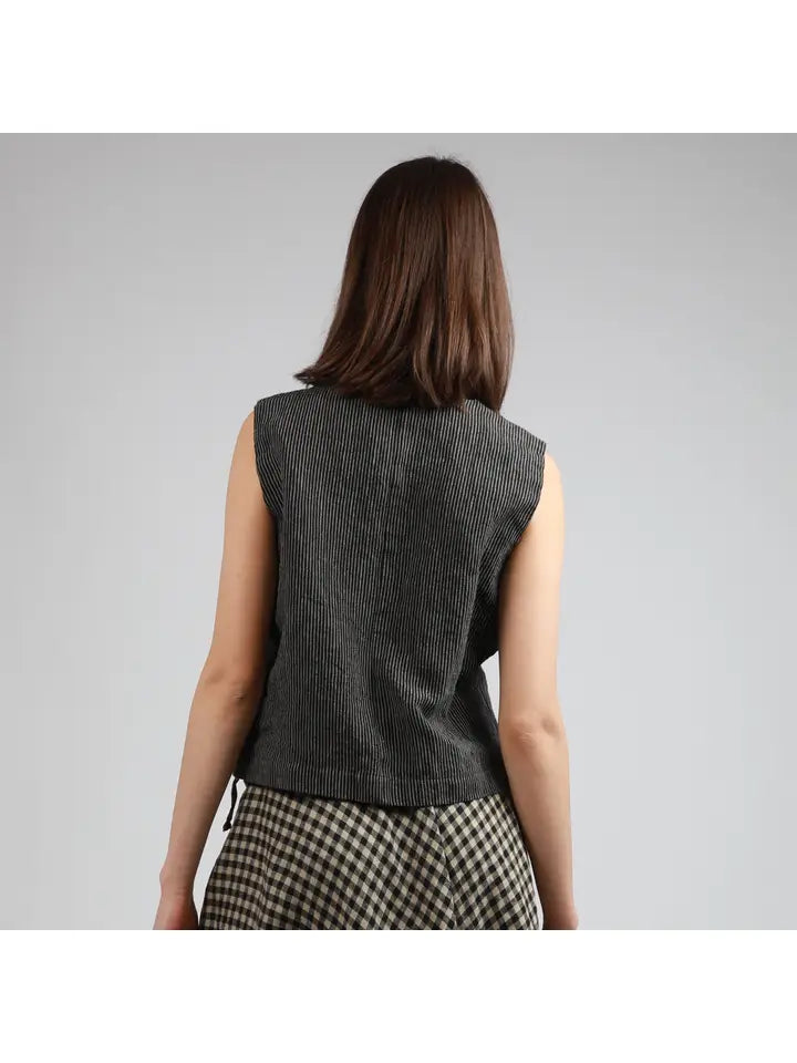 Loose Fit Linen Waistcoat with Buttons