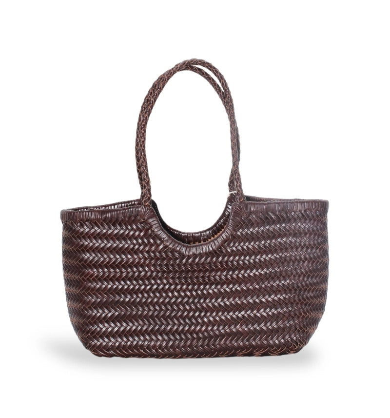 Handwoven Leather Tote Bag Black