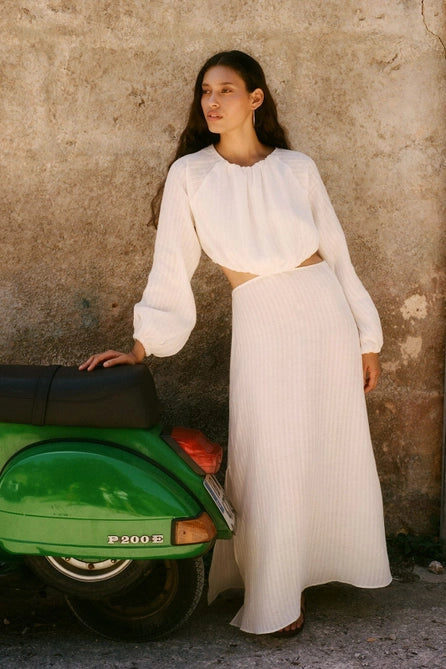 Emilia Cut-Out Maxi Dress in Off-White by Arkitaip