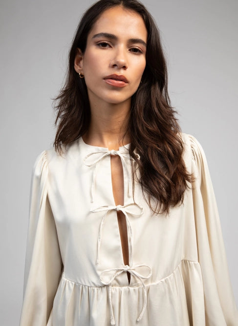 Agne Satin Blouse - Ecru
