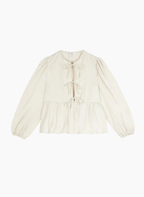 Agne Satin Blouse - Ecru