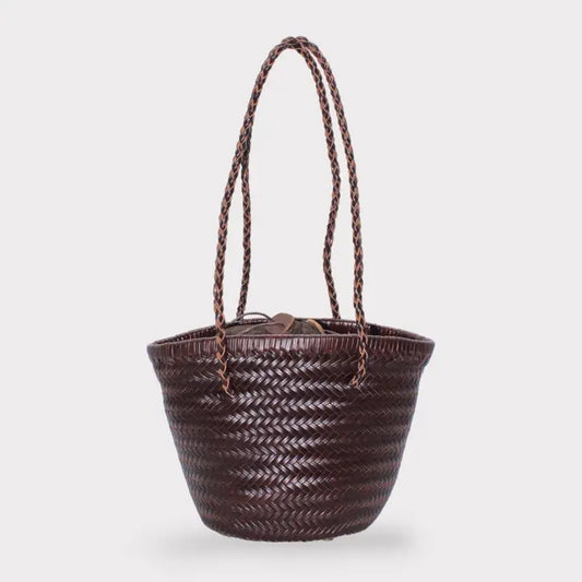 Handwoven Genuine Leather Bucket Bag