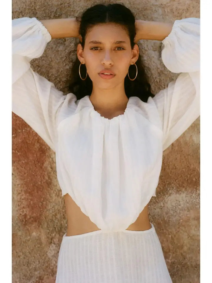 Emilia Cut-Out Maxi Dress in Off-White by Arkitaip