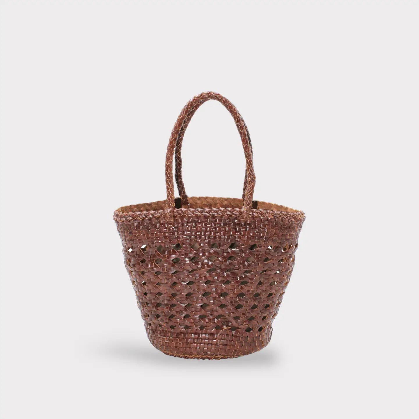 Top Grain Leather Handwoven Basket Shape Bag
