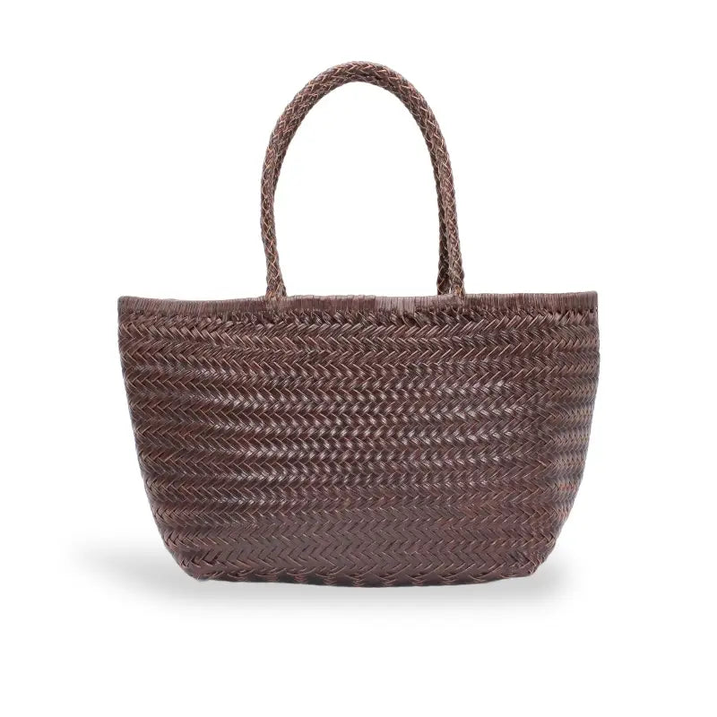 Handwoven Leather Tote Bag Chocolate