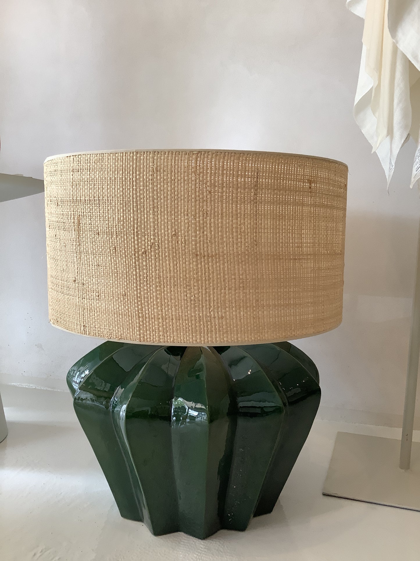 Base Lámpara Verde Cerámica