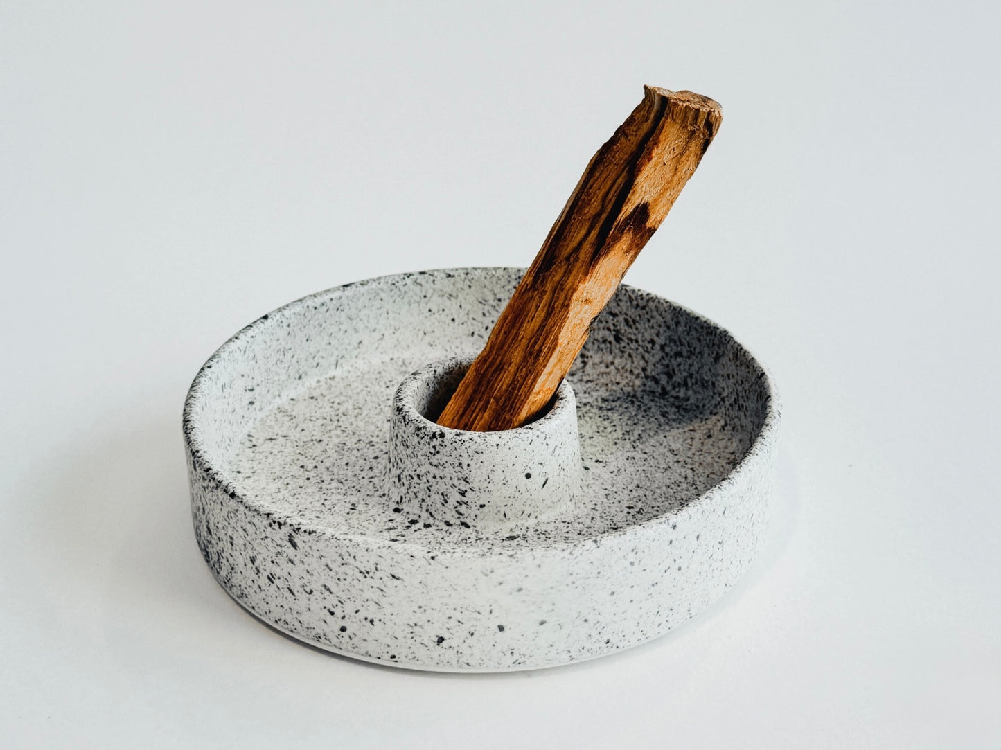 Ceramic Incense Holder - Black and White Speckled Color