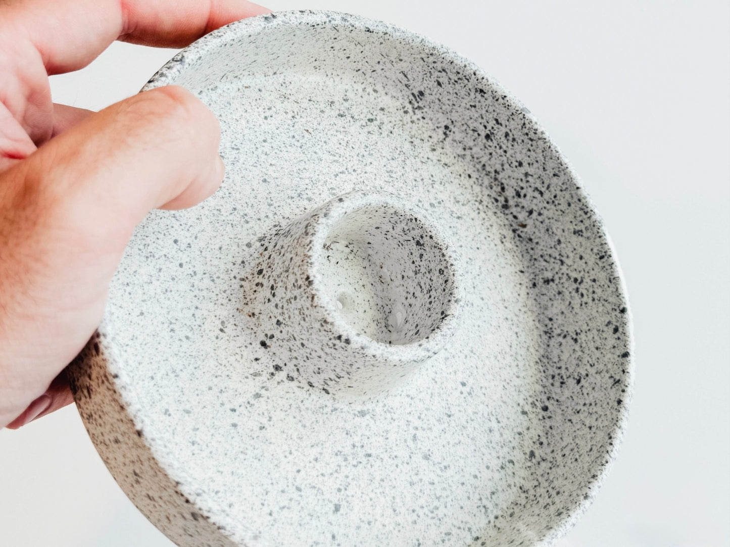 Ceramic Incense Holder - Black and White Speckled Color