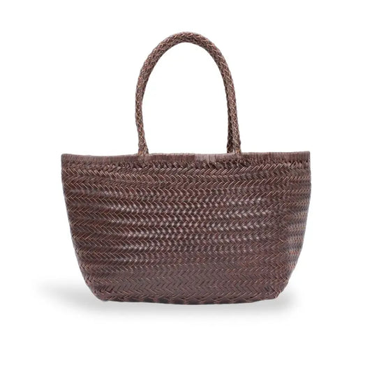 Handwoven Leather Tote Bag Chocolate